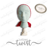 Red Hearts on White Headwrap - Andi