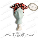 Watercolor Hearts on Black Headwrap - Andi