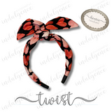 Watercolor Hearts on Black Headband - Henrie