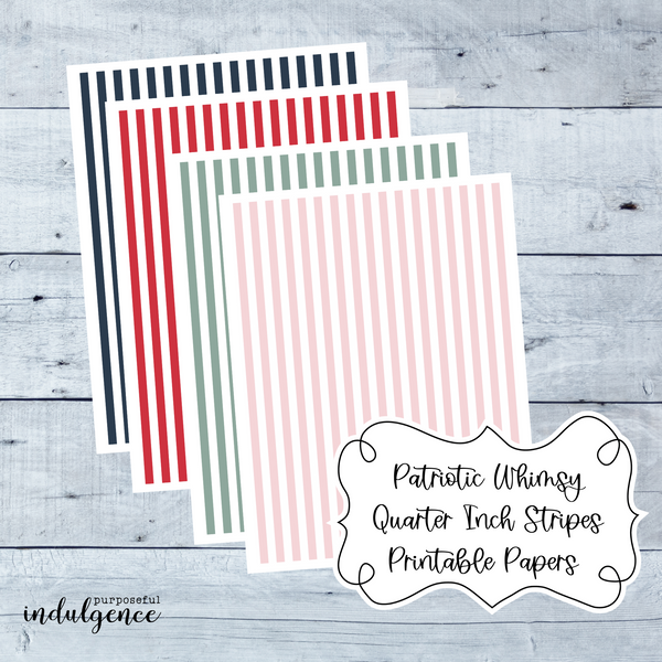 Patriotic Whimsy - Quarter inch Stripe Printable Papers Pack