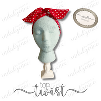 Red Hearts on White Headwrap - Andi