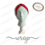 Red Hearts on White Headwrap - Andi