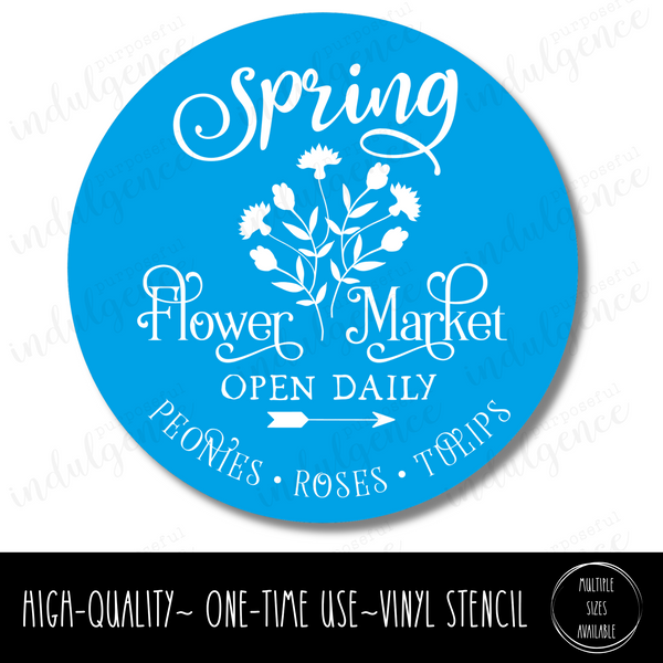 Spring Flower Market - Vintage Style - Circle Stencil