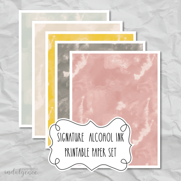 Signature - Alcohol Ink Printable Papers Pack
