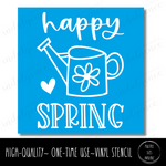 Happy Spring - Watering Can - Square Stencil