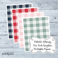 Patriotic Whimsy - 1 inch Gingham Printable Papers Pack